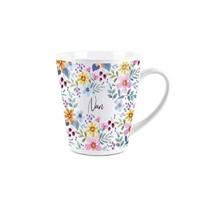 Image of Purely Home Multi Flowers Nan Small Latte Mug Ceramic White Tea/Coffee Present Gift