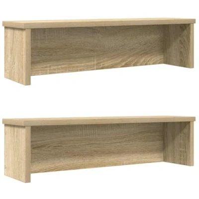 Image of vidaXL kitchen racks stackable 2 pcs sonoma oak 60x15x16 cm space saving storage shelf for countertop/cabinet organization
