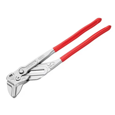 Image of KNIPEX Pliers Wrench, Chrome Plated, 400 mm, Grips Continuously Up to 68 Fine Adjustment by Button Push, Adjustable 86 03