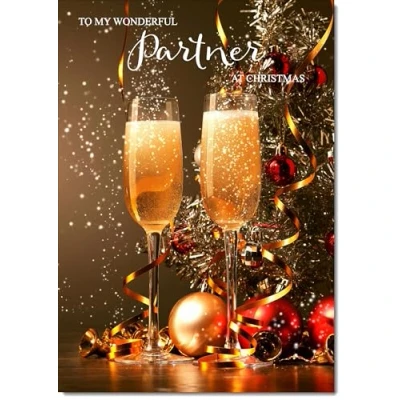 Image of doodlecards Partner Christmas Card Champagne Large A4 Size for with Plain Envelope