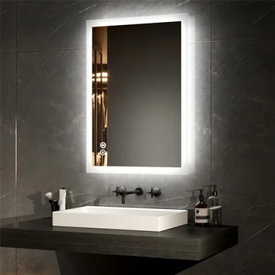 Image of EMKE LED Bathroom Vanity Mirror Thin Wall Mounted Makeup with Shaver Socket, Bluetooth Speaker, Lights, Touch Switch, Demister Pad Waterproof IP44 70x50cm(700 x 500 35 mm)