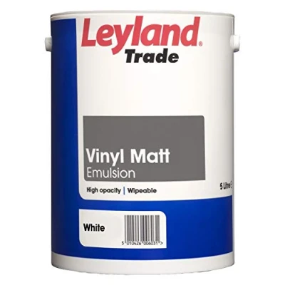 Image of Leyland Trade Vinyl Matt Emulsion Paint White 5L