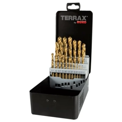 Image of TERRAX A250215T Juego brocas DIN 338 Tipo N HSS TiN rectificadas 25 piezas