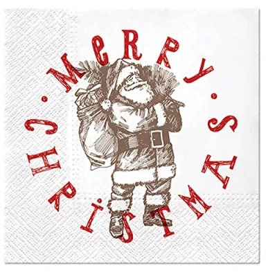Image of Fairytale Christmas Tissue Paper Napkins for Decoupage 33cm x Serviettes Pack of 20 (Santa’s Stamp)