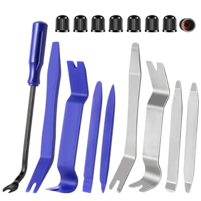 Image of Auto Trim Removal Tool Kit, Wetado 17 Pcs Car Set Plastic Pry Kit for Car, Clip, Audio, Dashboards, Door Panel Window Molding Fastener Remover