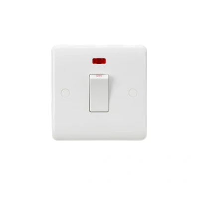 Image of KnightsBridge Curved Edge 45A 1G DP Switch with Neon (White Rocker)