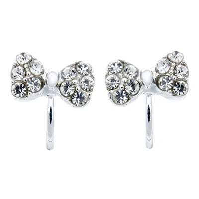 Image of Clip On Earrings Silver Plated Small Crystal Bow Helina