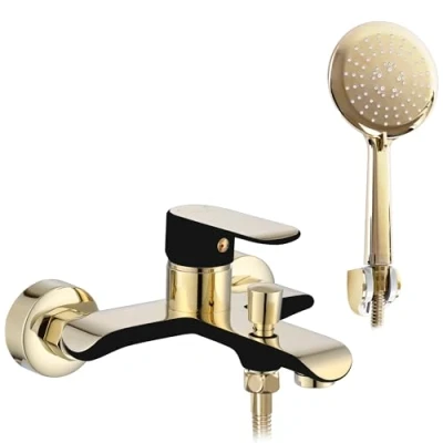Image of REA 5902557368938 Gold Bathroom tap for Bath Bloom Black B9939