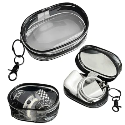 Image of Waterproof Travel Cable Organiser Bag, Portable Electronics Clear Organizer Double Layer Tech Pouch, Small Capacity Organiser, Bag Case for USB Drive Power Bank