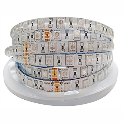 Image of Tesfish 24V RGB LED Strip Lights, 5M Light 5050 IP65 Waterproof 300 LEDs Color Changing Rope Lights for Bedroom, Kitchen Decoration
