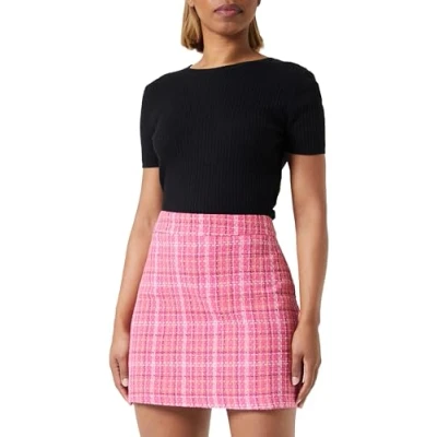 Image of Trendyol Women&#039;s Chequered Mini Pen Straight Skirt, Fuchsia, 12