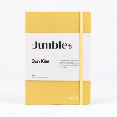 Image of Jumble Moodler A5 Week to View 2023 Diary Sun Kiss Yellow Weekly Journal with dotted pages, JMDBCP 545/23