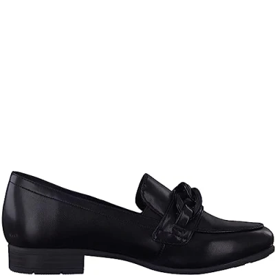 Image of Jana Women&#039;s Softline 8 24260 41 Komfortable Mehrweite Bequemschuh Damenschuh mit Kette Flach Modisch Alltagsschuhe Business Loafer, Black Nappa, 5 UK