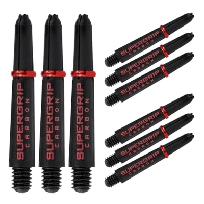 Image of Harrows Darts 3 x Sets of Supergrip Carbon Dart Stems 9 Shafts in Total Medium, Midi &amp; Short (Red, Short)