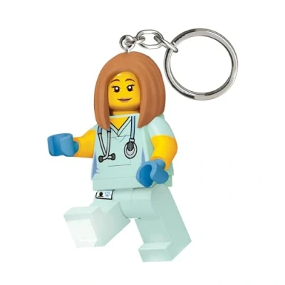 Image of LEGO Iconic Nurse Keychain LED Flashlight Toys Gift for Kids 76mm Height Figure (KE156H) 2 CR2025 Batteries Included