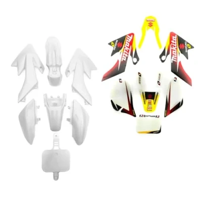 Image of White Plastic Set With Stickers Graphics Decals Compatible Replacement CRF50 Pit Bike 50cc 110cc 125cc 140cc