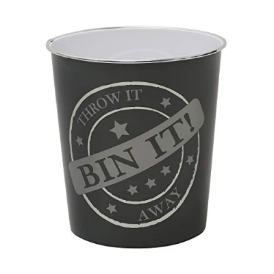 Image of JVL Small Bin It Waste Paper Bin, 24.5 cm x 26.5 cm, Dark Grey
