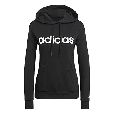 Image of adidas Women&#039;s Sweatshirt gl0635 Hooded Sweatshirt, Black/White, M UK