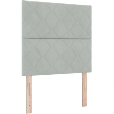 Image of vidaXL LED Headboard with Diamond Blocks Design, Light Grey, 90 cm Velvet