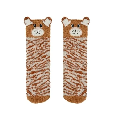 Image of Undercover Loungeable Cosy Socks In Gift Box 633070 Brown Tiger