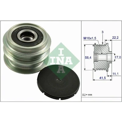 Image of 231001107R, 231003730R, 231003837R, 231004426R, 231008386R Freewheel Clutch INA 535 0269 10 Requires special tools for mounting RENAULT: CLIO 3