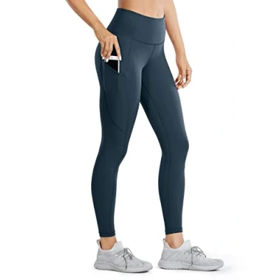 Image of CRZ Yoga Women&#039;s Naked Feeling Gym Leggings Squat Proof High Waist Pants Sports Tights with Pockets 25 Inches Hunter Green R427 14