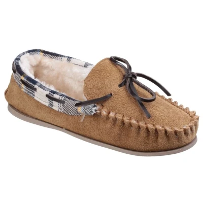 Image of Cotswold Womens Kilkenny Slip on Moccasin Slipper Tan Leather Size 8 (UK Shoe)