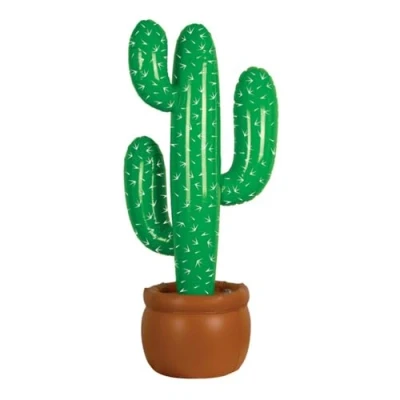 Image of SHATCHI Large Inflatable Cactus Wild West Cowboy Mexican Hawaiian Beach Party Decoration Fiest 86cm Real Size, Green, 1Pc