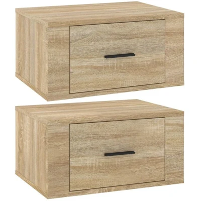 Image of vidaXL Wall mounted Bedside Cabinets 2 pcs Sonoma Oak 50x36x25 cm