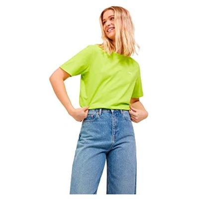 Image of JJXX Women&#039;s Jxanna Ss Reg Every Small Logo Tee Noos T Shirt, Lime Punch, XS