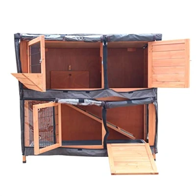 Image of BUNNY BUSINESS 4ft 2 Tier Double Decker Rabbit/Guinea Pig HUTCH Hutches with Sliding Trays &amp; Ramp Run Cage Guinea Ferret House Home COVER ONLY (Cover 1)