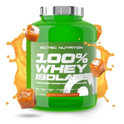 Image of Scitec Nutrition 100% Whey Isolate Pure Protein Power with BCAAs Glutamine &amp; Arginine Sugar Gluten Free Formula, 2 kg, Salted Caramel