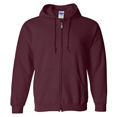 Image of Gildan Heavy Blend Unisex Adult Full Zip Hooded Sweatshirt Top (L) (Maroon)