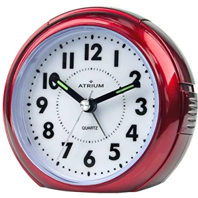 Image of ATRIUM alarm clock analogue red silent, with light and snooze function A240 1