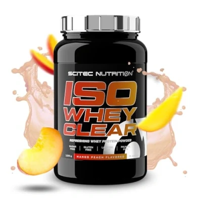 Image of Scitec Nutrition Iso Whey Clear Refreshing Protein Drink Sugar Free Lactose Gluten Palm Oil Free, 1025 g, Mango Peach