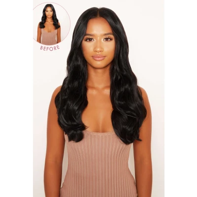 Image of Lullabellz Thick Curly Clip In Hair Extensions, 16 Inch Length, Natural Black
