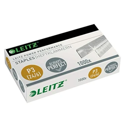 Image of Leitz 55700000 P3 Power Performance 24/6 Staples, Strong Steel, Length 6 mm, 1000 Staples Up to 30 Sheet Capacity