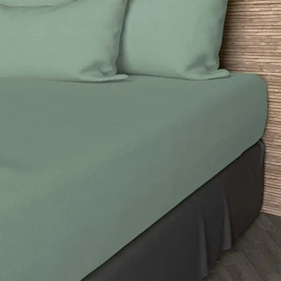 Image of Soleil d&#039;ocre, Fitted Sheet, Cotton, 57 Threads, Green, 160 x 200 cm