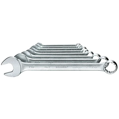 Image of GEDORE Combination Spanner Set, 8 Pieces, SW 3/8 1 Inch, 15 Angled, 12 Point, UD Profile, 7 08A