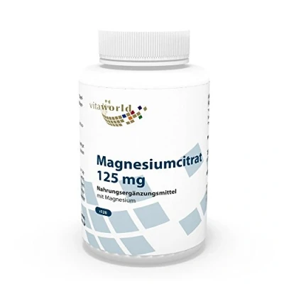 Image of Vita World Magnesium Citrate 125mg 120 Vegetarian Capsules Made in Germany