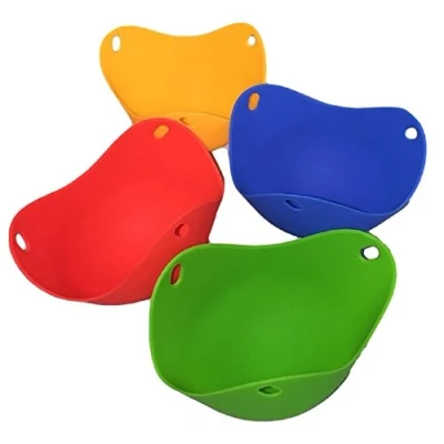 Image of Silicone Egg Poacher Pods Set of 4 Breakfast Brunch Eggs Benedict Melt Chocolate