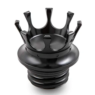 Image of APEBAZY Motorcycle Fuel Gas Tank Cap CNC Crown Oil Caps for Sportster XL1200 883 48 Softail Dyna FXD FLST Road King1996 2021 Black