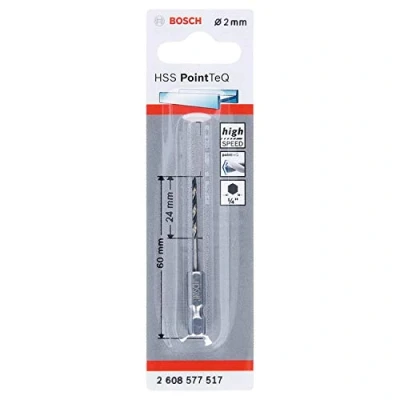 Image of Bosch Professional PointTeQ Hex Drill Bit (for Metal, Ø: 2.0 mm, Total Length: 60 ¼’’ Shank, Accessory for Impact Drivers and Drivers)