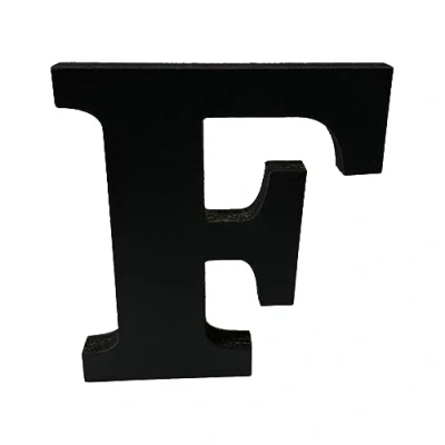 Image of Black Wooden MDF Letter F Size 13cm Tall Free Standing Letters for Arts &amp; Crafts Personalized Name Decor
