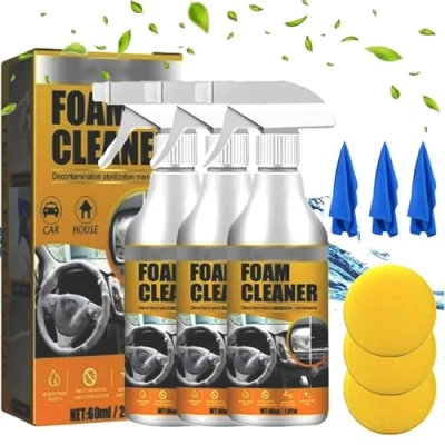 Image of Foam Cleaner for Car, Multi purpose Spray All Around Master Cleaner, Car Interior Exterior, surface Stain, Remover Leather, Fabric, Vinyl, Plastic (3pc)