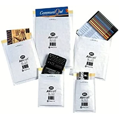 Image of Jiffy Airkraft Lightweight Postal Bag for Books Box of 50 Size 5, White, 260 x 345mm