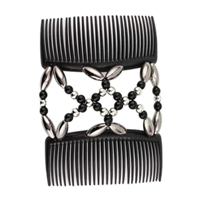 Image of Beads Hair Combs Magic Stretchy Double Comb Clips Elastic Hairpins Accessories,