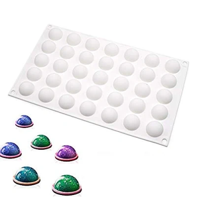Image of Square Silicone Mold molds Christmas Resin Concrete Putty Candle Moulds 3D Mould Sphere Tray 35 Holes Small semicircles