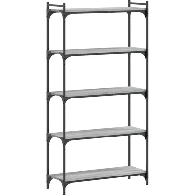 Image of vidaXL Bookcase 5 Tier Grey Sonoma 80x30x154 cm Engineered Wood