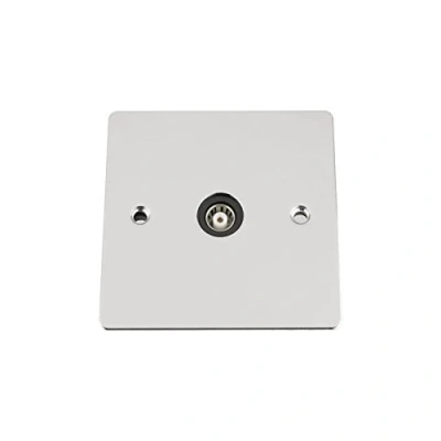 Image of TV Coaxial Aerial Socket Single 1 Gang Polished Chrome Flat Black Insert